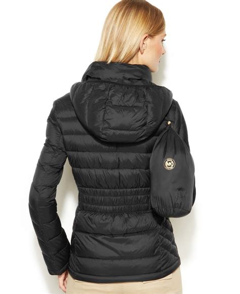 michael kors hooded packable puffer coat|Michael Kors puffer jacket packable.